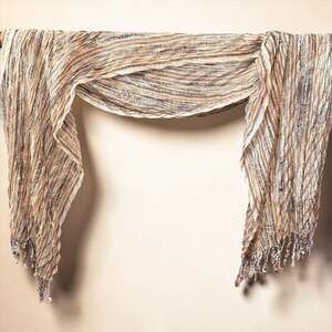 Multi-Textured Striped Confetti Fringe Wrap Scarf